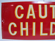 Load image into Gallery viewer, Old CAUTION CHILDREN Sign tin metal bevel edge reflective letters
