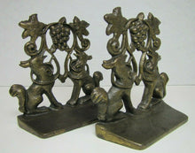 Load image into Gallery viewer, 1930 Creation Co Foxes Grapes Aesop&#39;s Fable Borzoi Wolfhounds Art Bookends
