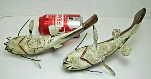 2 Folk Art Catfish Fishing Decoys RAF Robert Allen Francis Adirondacks NY 1950s