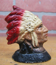 Load image into Gallery viewer, Antique Native American Indian Chief Cast Iron Pencil Holder Paperweight
