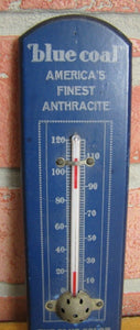 Old BLUE COAL Advertising Wooden Thermometer Sign AMERICA'S FINEST ANTHRACITE