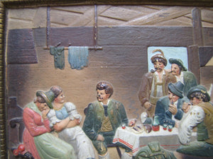 B&H BRADLEY HUBBARD Antique TAVERN PUB Scene Hand Painted Decorative Arts Plaque