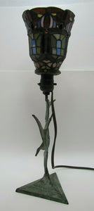 Geese Mallards Ducks Birds in Flight Bronze Brass Lamp Stained Glass Light Shade