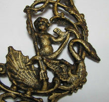 Load image into Gallery viewer, Antique Cherub Spear Swan Clamshell Figural Cast Iron Architetural Hardware
