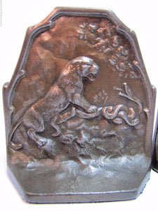 1920s TIGER & SNAKE CONNECTICUT FOUNDRY Art Deco Era Cast Iron Decorative Arts Bookends