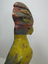 Load image into Gallery viewer, Antique Cast Iron Parrot Doorstop old paint bird door stopper large heavy ornate
