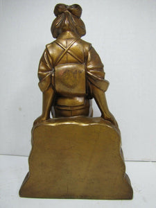 JENNING BROS GEISHA GIRL Antique Figural Bookend JB Decorative Art Statue