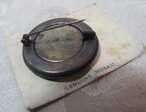1939 NEW YORK WORLDS FAIR MICRO MOSAIC Souvenir Pin ITALY NYWF Ornate Rare HTF