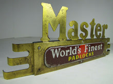 Load image into Gallery viewer, MASTER WORLD&#39;S FINEST PADLOCKS Original Old Brass Store Display Ad Topper Sign
