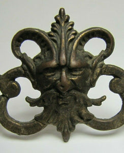 HORNED DEVIL HEADS Pair 19c Victorian Pull Bronze Brass Architectural Hardware
