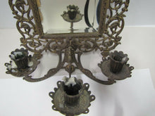 Load image into Gallery viewer, BRADLEY &amp; HUBBARD Antique Victorian Bevel Edge Mirror Triple Candle Holder B&amp;H
