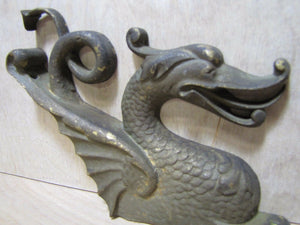 Antique Dragon Serpent Monster Brass Decorative Art Ornate Hardware Element