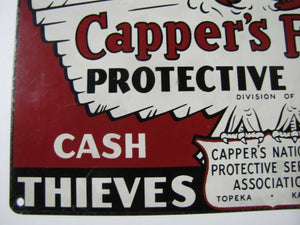 Orig 1950s Capper's Farmer Sign This Farm Protected-Cash Rewards-Thieves Beware