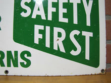 Load image into Gallery viewer, SAFETY SHOWER FOR ACID BURNS Old Porcelain Sign SAFETY FIRST Industrial Shop Lab
