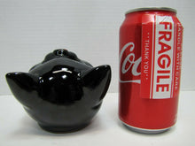 Load image into Gallery viewer, Mid Century Black Kitty Kat Head Figural Redware Pottery Ashtray Incense Burner
