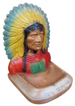 Load image into Gallery viewer, BERKSHIRE ( HATHAWAY ) Fine Spinning Assoc Old Ad INDIAN CHIEF Doorstop Tray Statue
