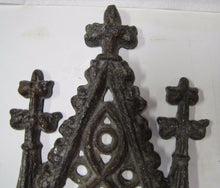 Load image into Gallery viewer, Antique CHURCH Marker Plaque Exquisite MAIDEN CROSS CHALICE Cast Iron Ornamental

