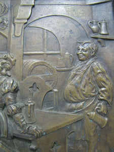 1930s DEHLS & STEIN NEWARK NJ Bar Pub Tavern Scene Bronze Plaque Sign Ornate
