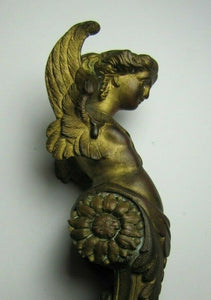 Antique 19c Bronze Winged Goddess Maiden Decorative Arts Ornate Hardware Element