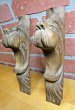 Load image into Gallery viewer, Antique Wood Hand Carved Beast Monster Heads Architectural Hardware Elements
