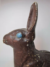 Load image into Gallery viewer, Antique Cast Iron Chocolate Bunny Rabbit Doorstop old paint early 1900s era art
