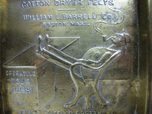 Antique SIAMESE COTTON DRYER FELTS Brass Advertising Tray W BARRELL BOSTON MASS