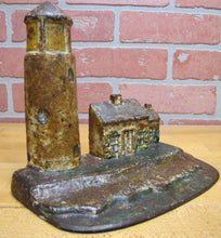 Load image into Gallery viewer, LIGHTHOUSE Antique Cast Iron Keepers Home Figural Doorstop Decorative Art Statue
