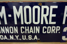 Load image into Gallery viewer, CHISHOLM-MOORE HOIST Old Porcelain Sign COLUMBUS McKINNON CHAIN TONAWANDA NY USA
