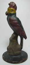 Load image into Gallery viewer, Antique Cast Iron Parrot Doorstop fabulous art statue old paint bird door stop
