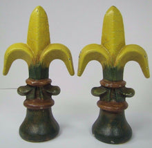 Load image into Gallery viewer, Old Pair Fleur De Lis Cast Iron Figural Finials Architectural Hardware Elements
