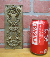 Load image into Gallery viewer, Antique Door Push Plate Ornate high relief Flowers Vines Scrollwork thin Brass
