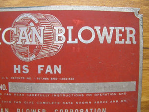 AMERICAN BLOWER Corp Detroit Michigan USA HS FAN Nameplate Equipment Ad Sign