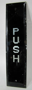Antique 'PUSH' Bevel Edge Glass Door Push Plate Sign Old Architectural Hardware