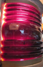 Load image into Gallery viewer, Old Nautical Ships Lantern Lamp Thick Red Lense Galvanized Steel Boat Lite Perko
