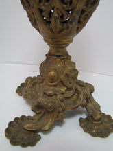Load image into Gallery viewer, Victorian Miller Oil Lamp Scary Faces Cast Metal Gold Ornate Antique Light USA
