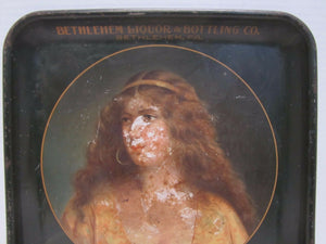 c1907 BETHLEHEM LIQUOR & BOTTLING Co 'GRISELDA' Antique Tin Litho Adv Tray Penna