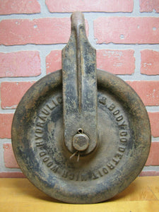 WOOD HYDRAULIC HOIST & BODY Co DETROIT MICH Old Cast Iron Tackle Pulley Tool