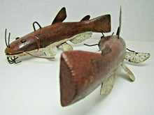 Load image into Gallery viewer, 2 Folk Art Catfish Fishing Decoys RAF Robert Allen Francis Adirondacks NY 1950s
