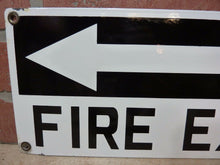 Load image into Gallery viewer, FIRE EXIT Orig Old Porcelain Sign Left Arrow Industrial Safety Gas Station Shop
