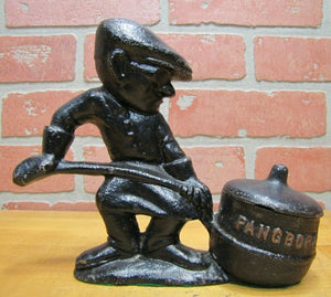 Antique Cast Iron PANGBORN Foundry Worker Doorstop Decorative Art Statue