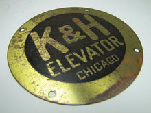 Load image into Gallery viewer, K&amp;H ELEVATOR CHICAGO Old Plaque Sign Brass Bronze Industrial Hardware Ad
