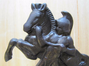 Old GLADIATOR WARRIOR HORSE Cast Iron Decorative Art Deco Era Bookend