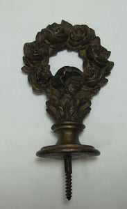 Antique Cast Brass Flower Roses Basket Urn Finial Architectural Hardware Element