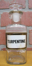 Load image into Gallery viewer, TURPENTINE Antique Reverse Glass Label Bottle Apothecary Drug Store Medicine
