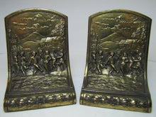 Load image into Gallery viewer, JENNING BROS Antique Bookends JB Village Scene Dancers Fine Ornate Detail
