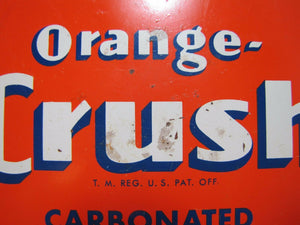 1940s DRINK ORANGE CRUSH Beverage Soda Advertising Metal Tray Sign Ad Litho USA