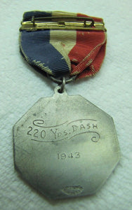 1943 NORTH SHORE CHAMPIONSHIPS NASSAU COUNTY 220 Yd Dash STERLING Medallion WW2