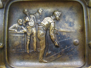 Antique Bronze Saloon Bowling Cigar Ashtray Rat Pins Ball Tankard ornate tray