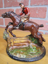 Load image into Gallery viewer, EQUESTRIAN HORSE RIDER LANDSCAPE Old Bookends Figural Cast Iron Detailed
