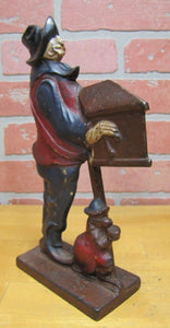 ORGAN GRINDER & MONKEY Antique Cast Iron Figural Doorstop Decorative Art Statue